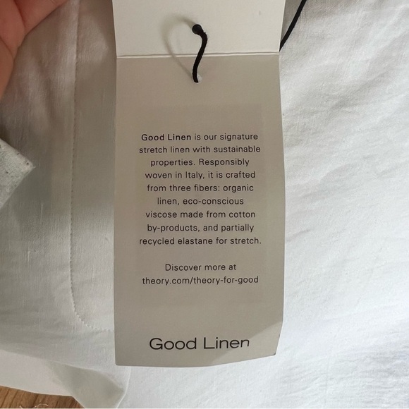 NWT Theory White Linen Treeca Pull On Pants - Picture 9 of 13